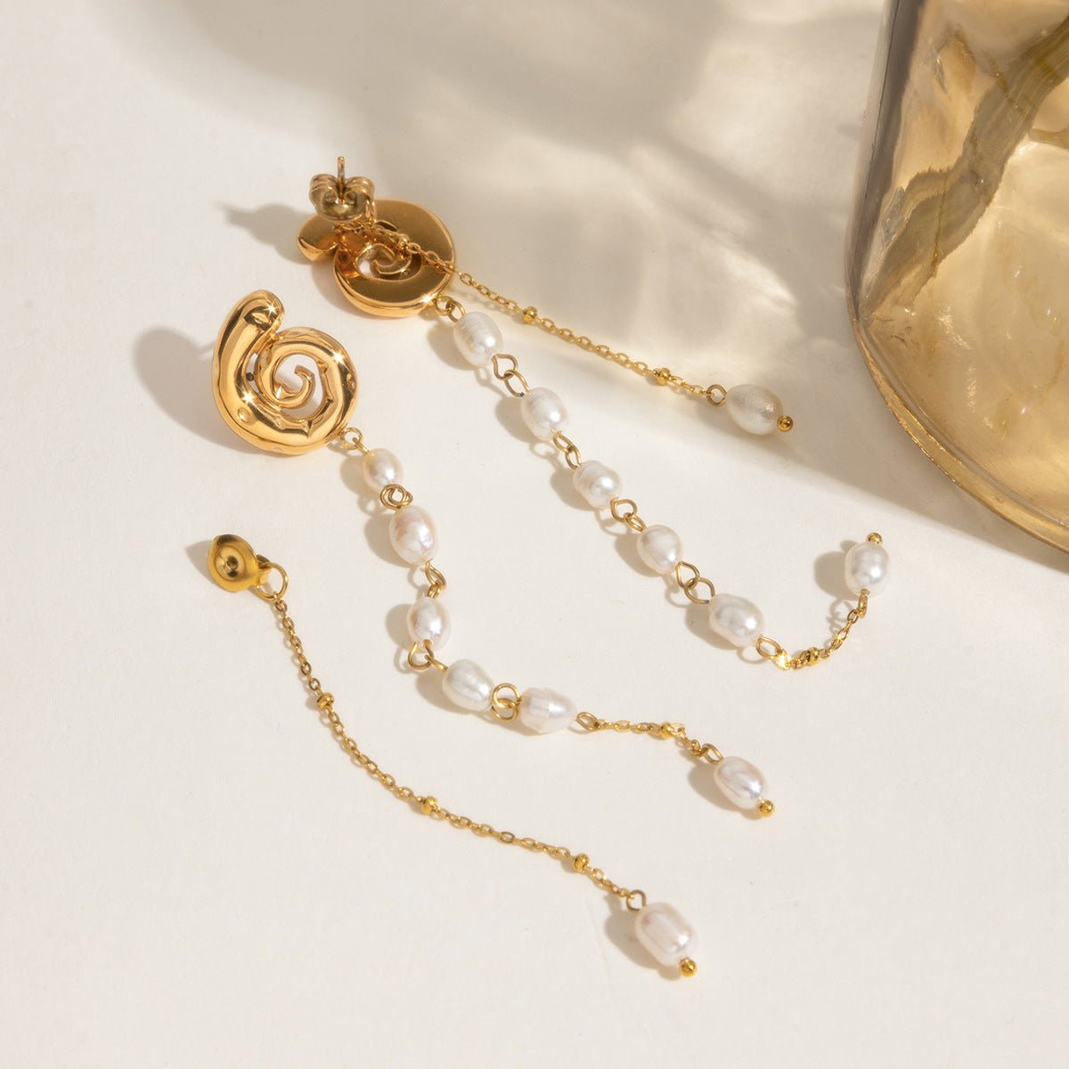 Twist Bloom Pearl Drop Earrings - mifjewelry