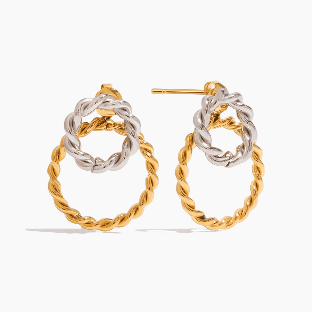 Twisted Duo - Tone Hoops - mifjewelry