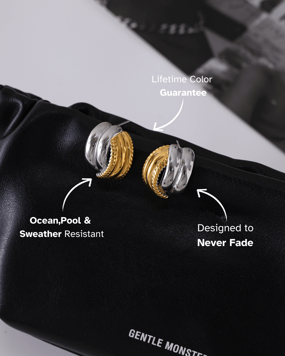 Two - Tone Knot Link Stud Earrings - mifjewelry