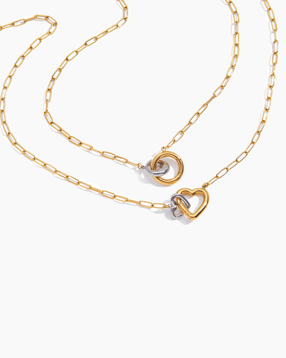 Two - Tone Open Heart Necklace - mifjewelry