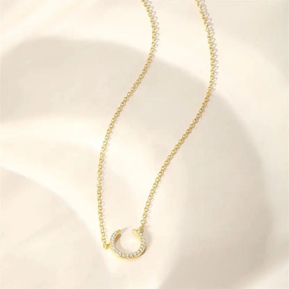 Crescent Moon Zircon Pendant Necklace