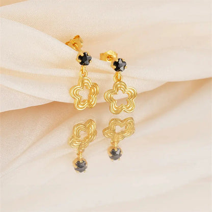 Minimalist Flower Drop Earrings