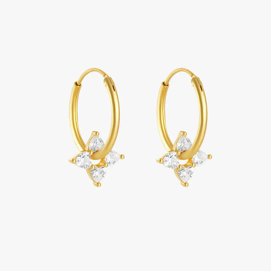 Boucles d'oreilles créoles florales en zircone
