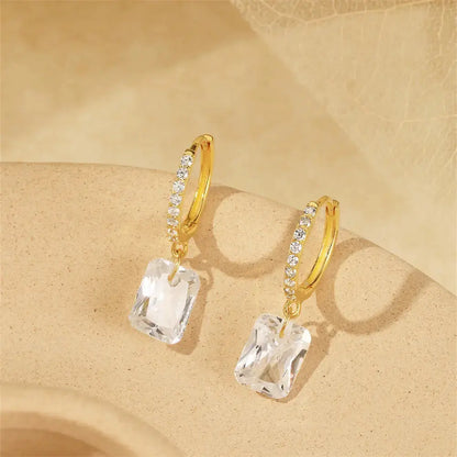 Rectangle Drop Hoop Earrings