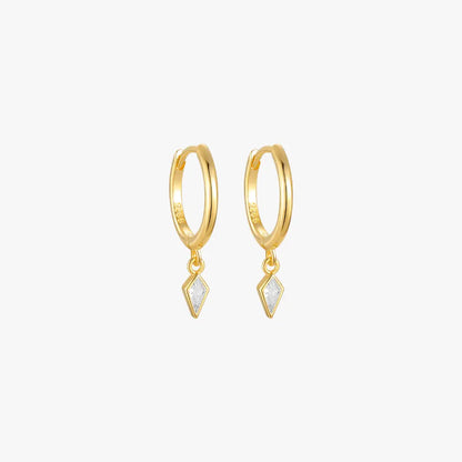 Kite Shaped Zirconia Hoop Earrings