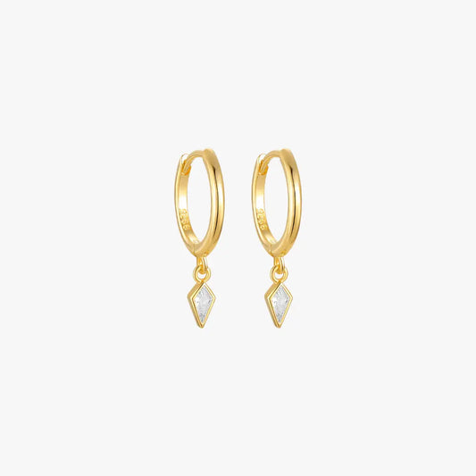 Kite Shaped Zirconia Hoop Earrings