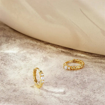 Pearl Accent Twist Hoop Earrings