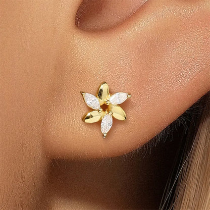 Floral Marquise-Cut Zirconia Stud Earrings