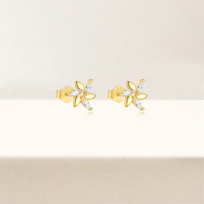 Floral Marquise-Cut Zirconia Stud Earrings