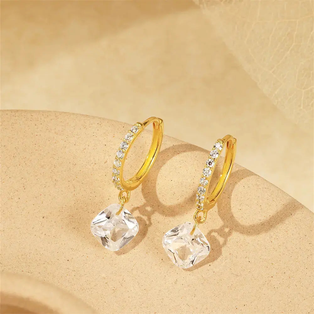 Boucles d'oreilles créoles pendantes carrées