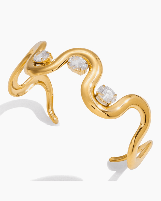 Wave Glow Crystal Cuff - mifjewelry