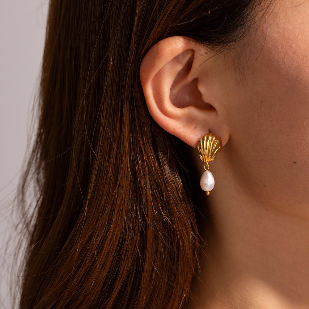 Whispering Shell Pearl Earrings - mifjewelry