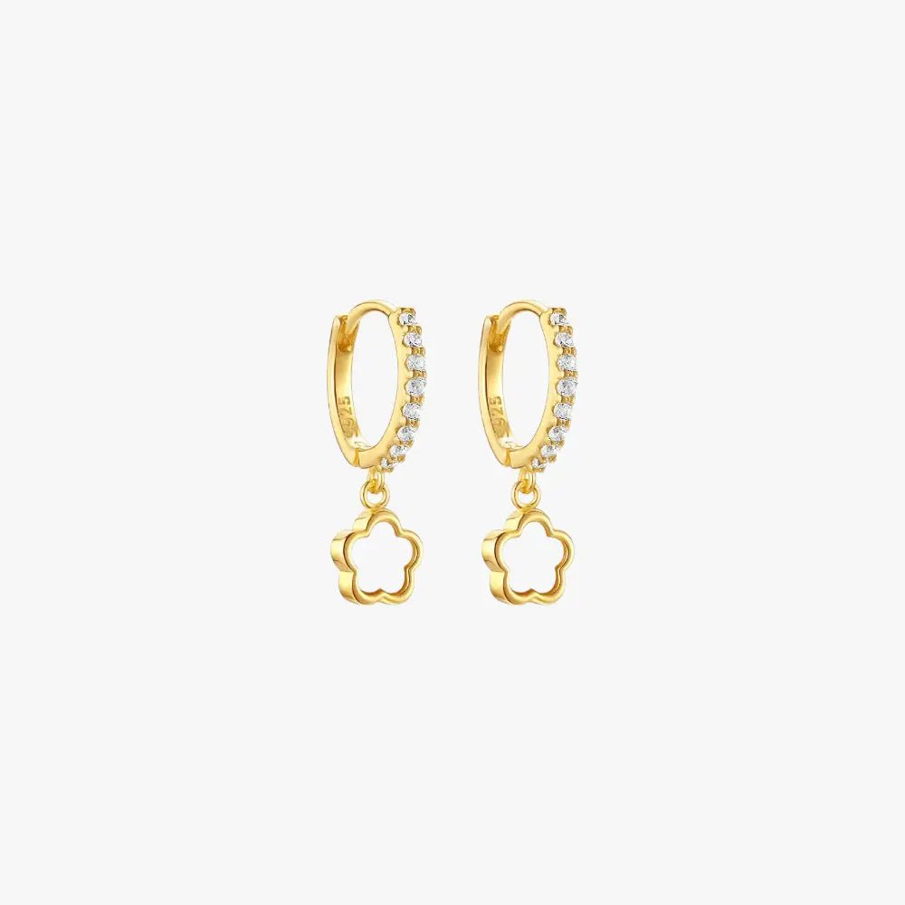 White Shell Flower Hoop Earrings - mifjewelry