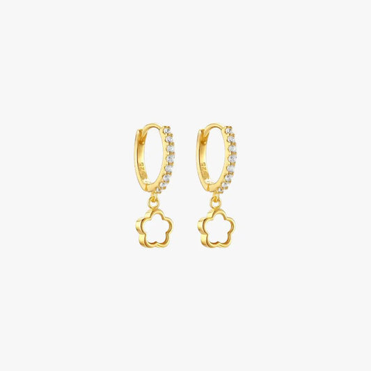 White Shell Flower Hoop Earrings - mifjewelry