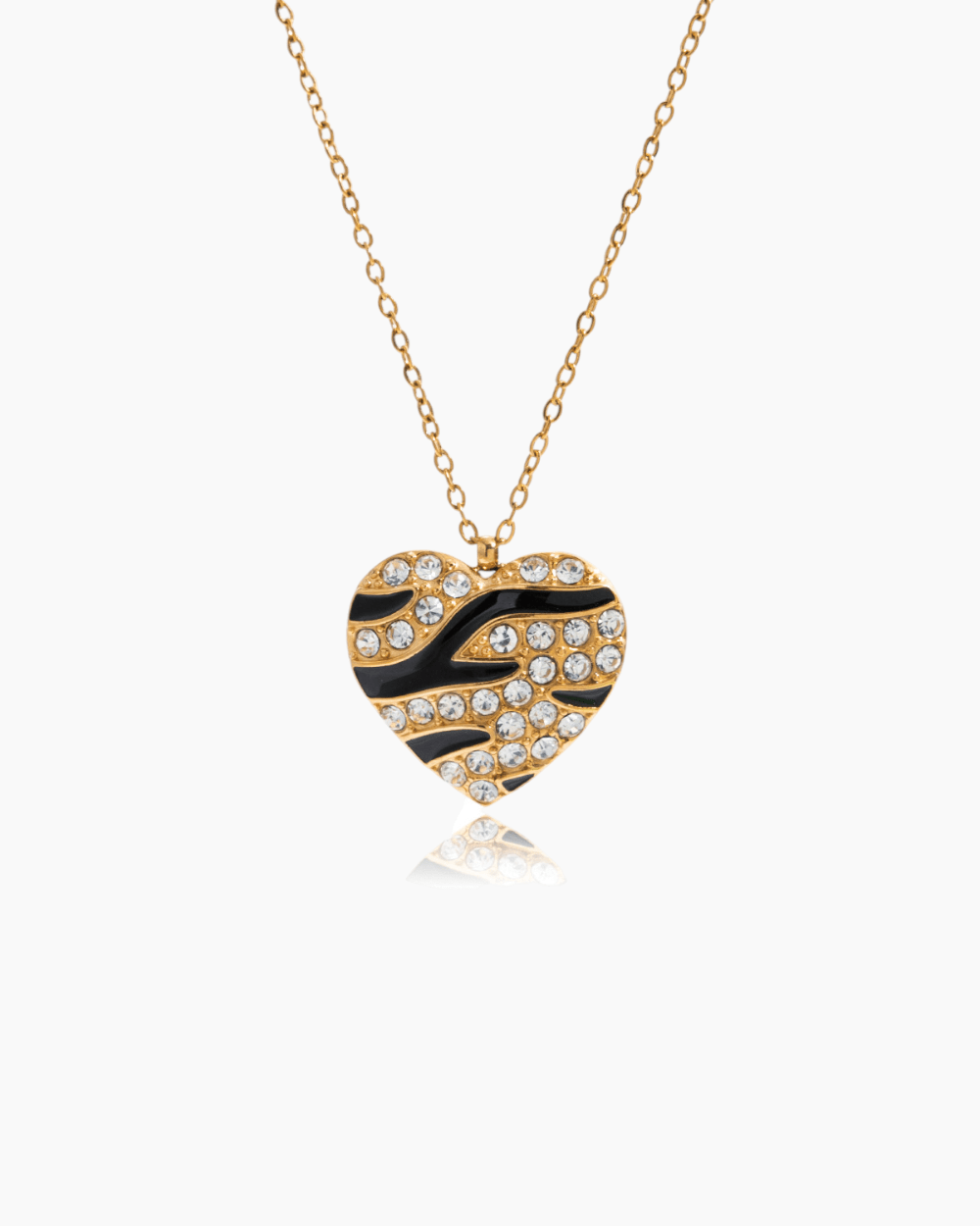 Zebra Heart Crystal Necklace - mifjewelry