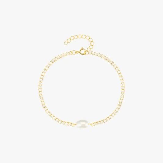 Zirconia and Pearl Tennis Bracelet - mifjewelry