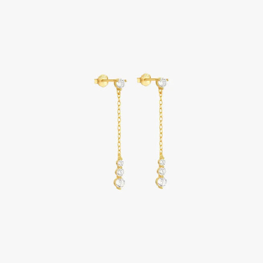 Zirconia Chain Tassel Drop Earrings - mifjewelry