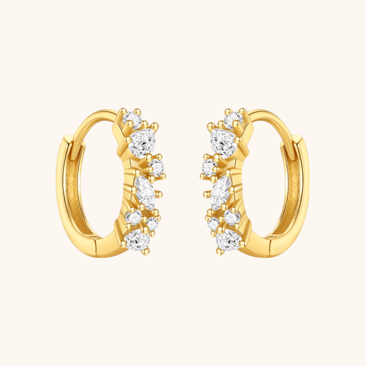 Zirconia Cluster Hoop Earrings - mifjewelry
