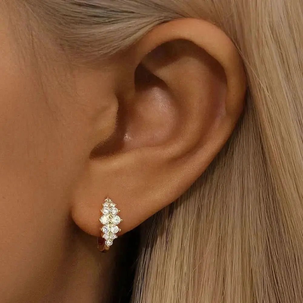 Zirconia Cluster Hoop Earrings - mifjewelry