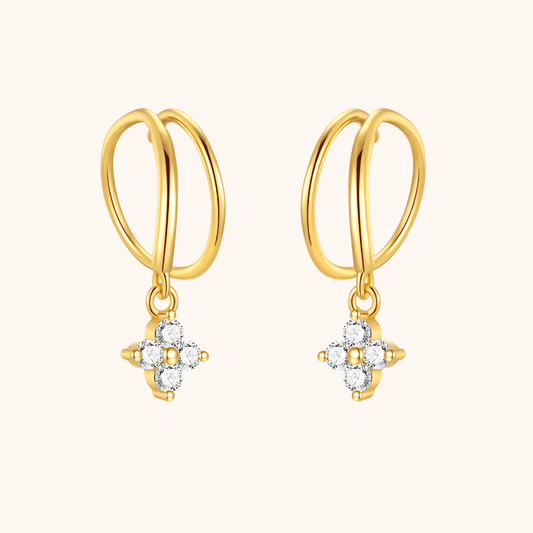 Zirconia Cross Drop Hoop Earrings - mifjewelry