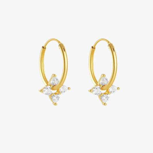 Zirconia Floral Hoop Earrings - mifjewelry