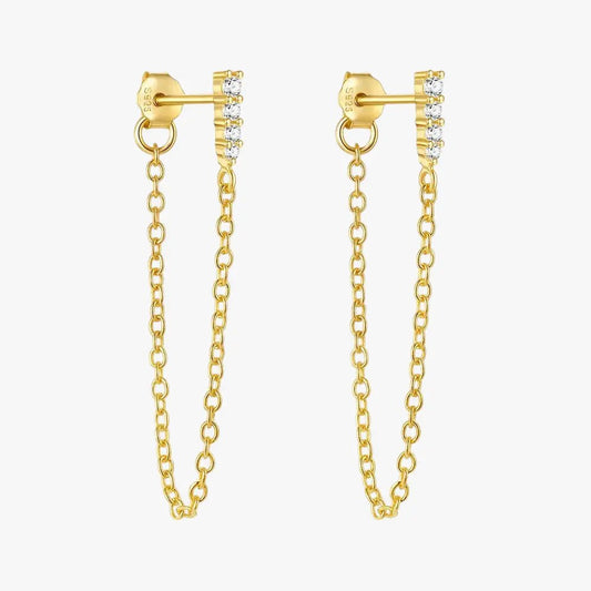 Zirconia Long Chain Tassel Earrings - mifjewelry